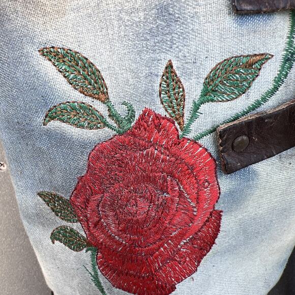 Freebird Boots Womens 8 Blue Cyrus Leather Roses Embroidery Knee High Laces Boho - Picture 11 of 16